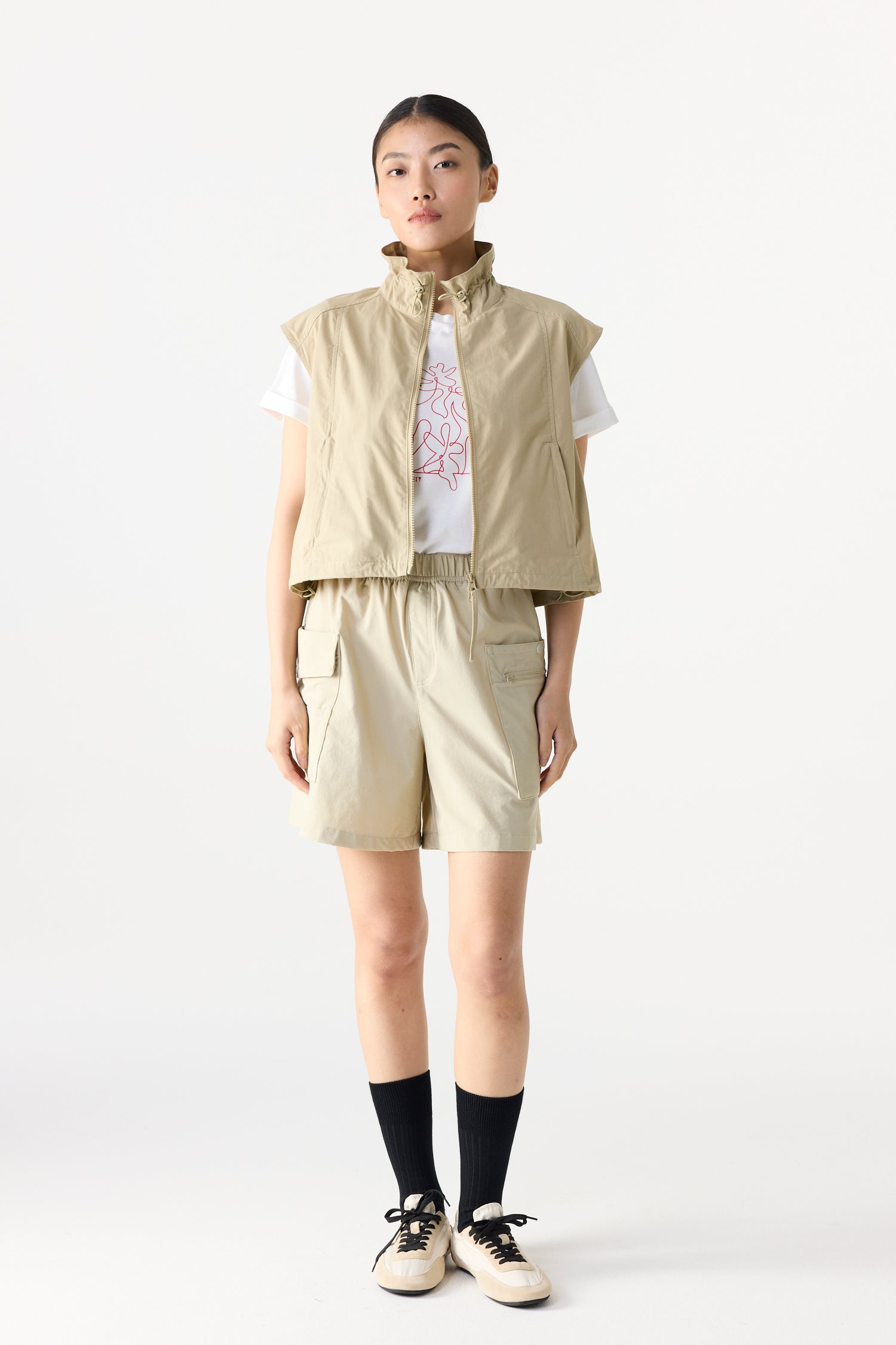 Ruched Collar Drawstring Vest