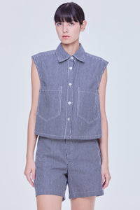 Stripes Pocketed Buttondown Top