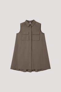 Collared Sleeveless Pleated Dress