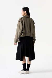 Cropped Cargo Trench Coat