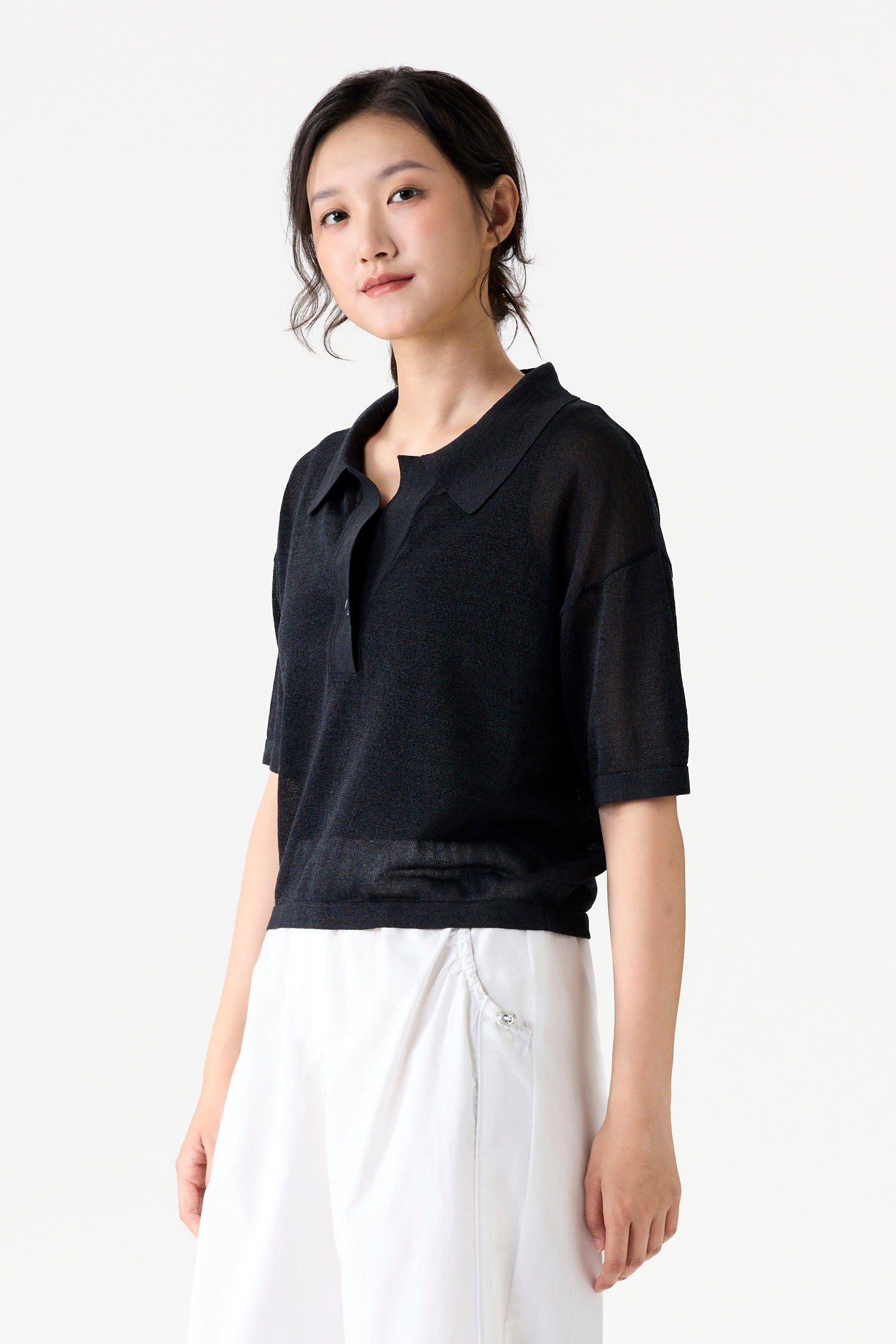 Semi Sheer Relaxed Knit Blouse