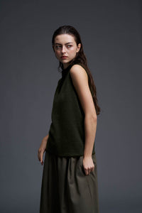 Two-Tone Sleeveless Knit Top