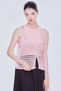 Crochetted Knit Vest Top