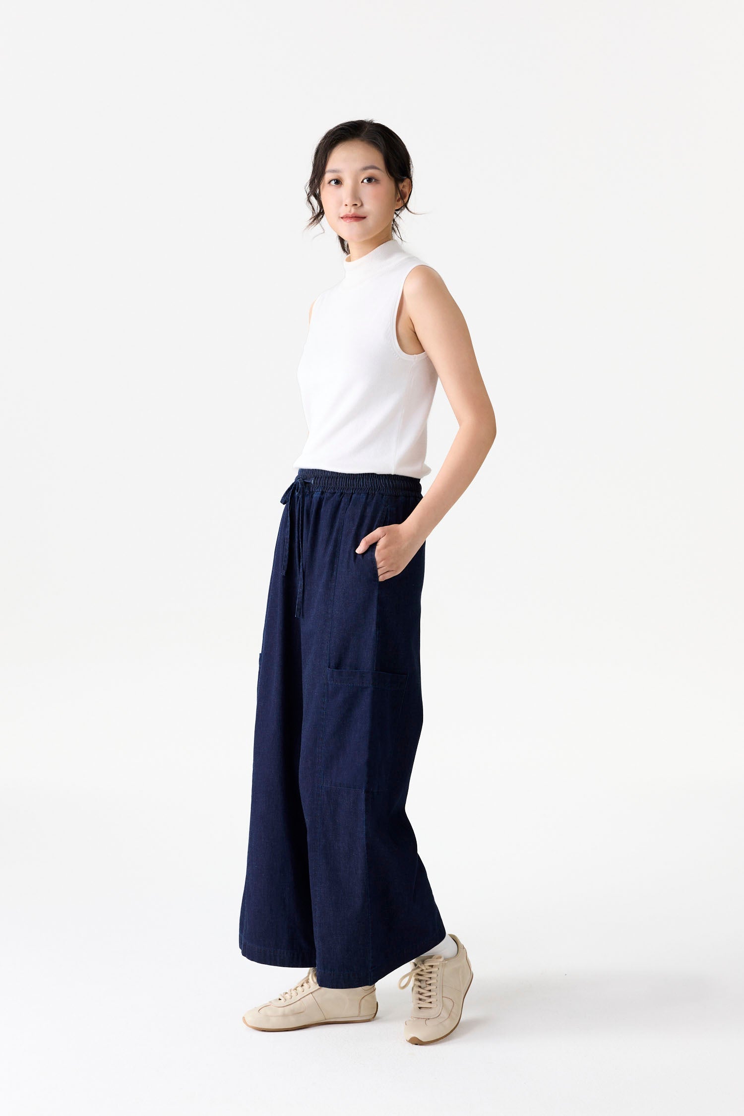 Wide-Leg Denim Pants