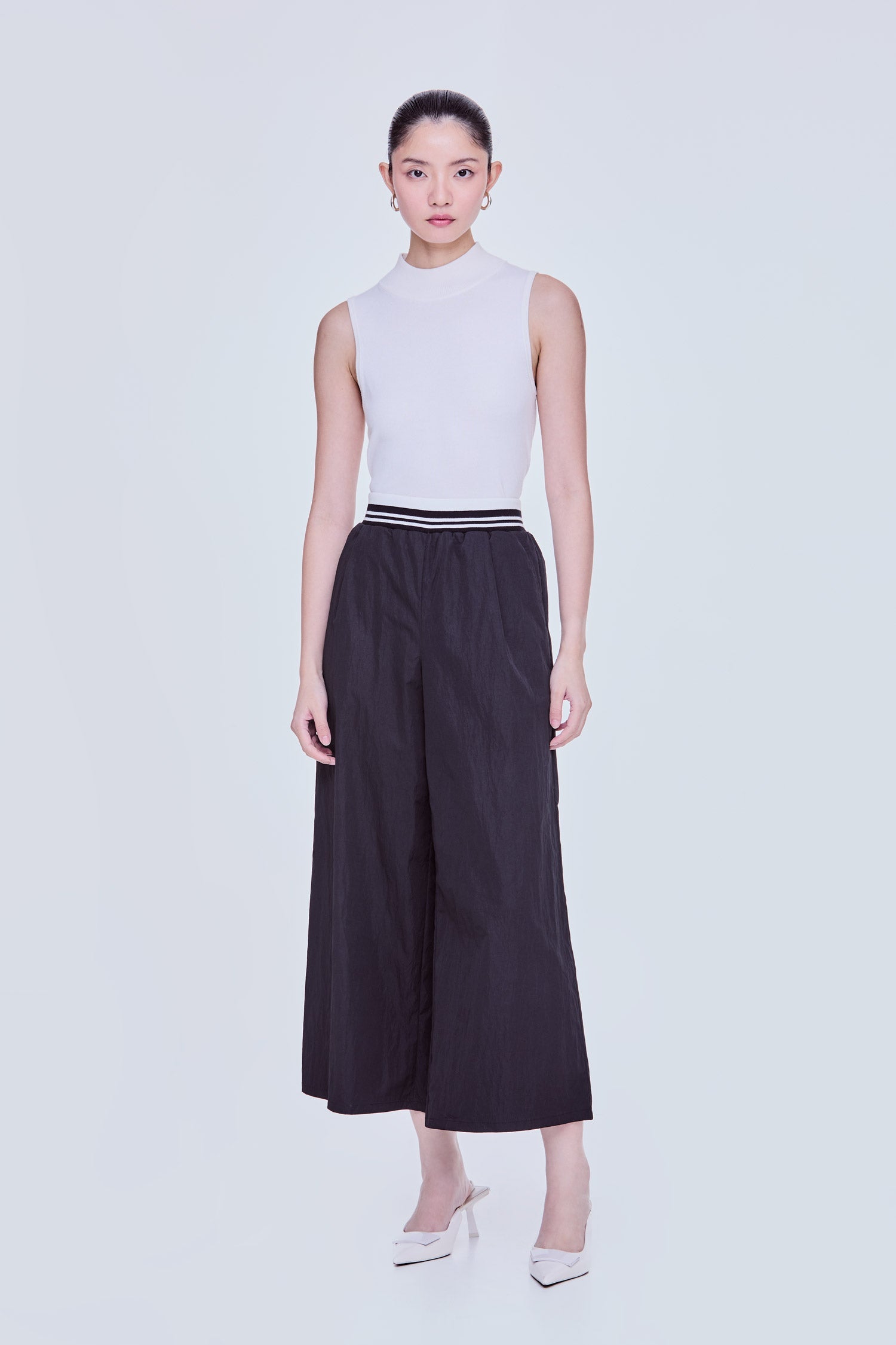 Elasticated Contrast Flare Pants