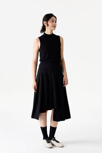 Asymmetric Pleated Skirt