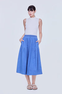 Elasticated Denim Panel Skirt