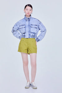 High-Neck Bomber Denim Jacket