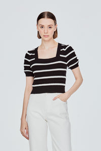 Knitted Horizontal Stripes Crop Top