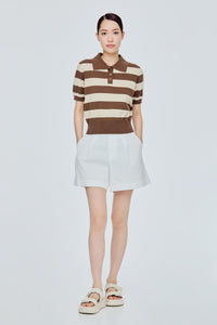 Striped Knit Polo Shirt