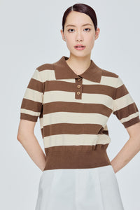 Striped Knit Polo Shirt