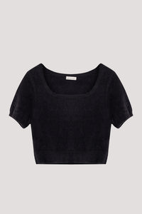 Cropped Fuzzy Knit Top