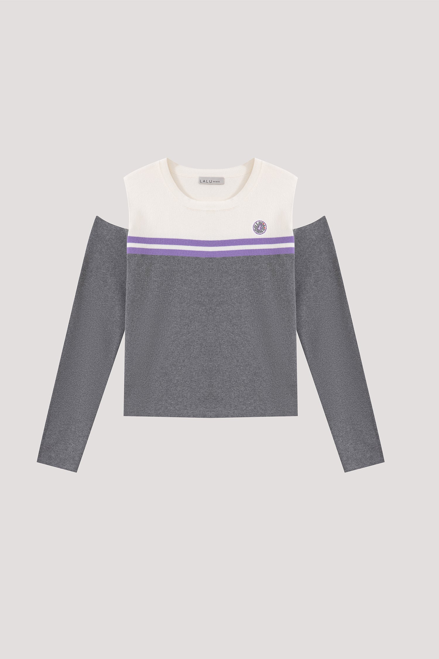 Two Tone Shoulder Cut Out Sweater