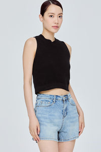 Contrast Neck Knit Top