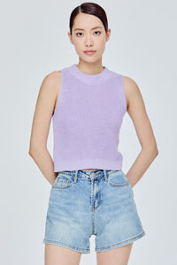 Contrast Neck Knit Top