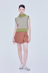 High Neck Marled Knit Tank Top