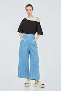 Thick Waistband Wide Leg Jeans