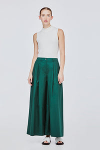 Double Pleated Wide Leg Trousers