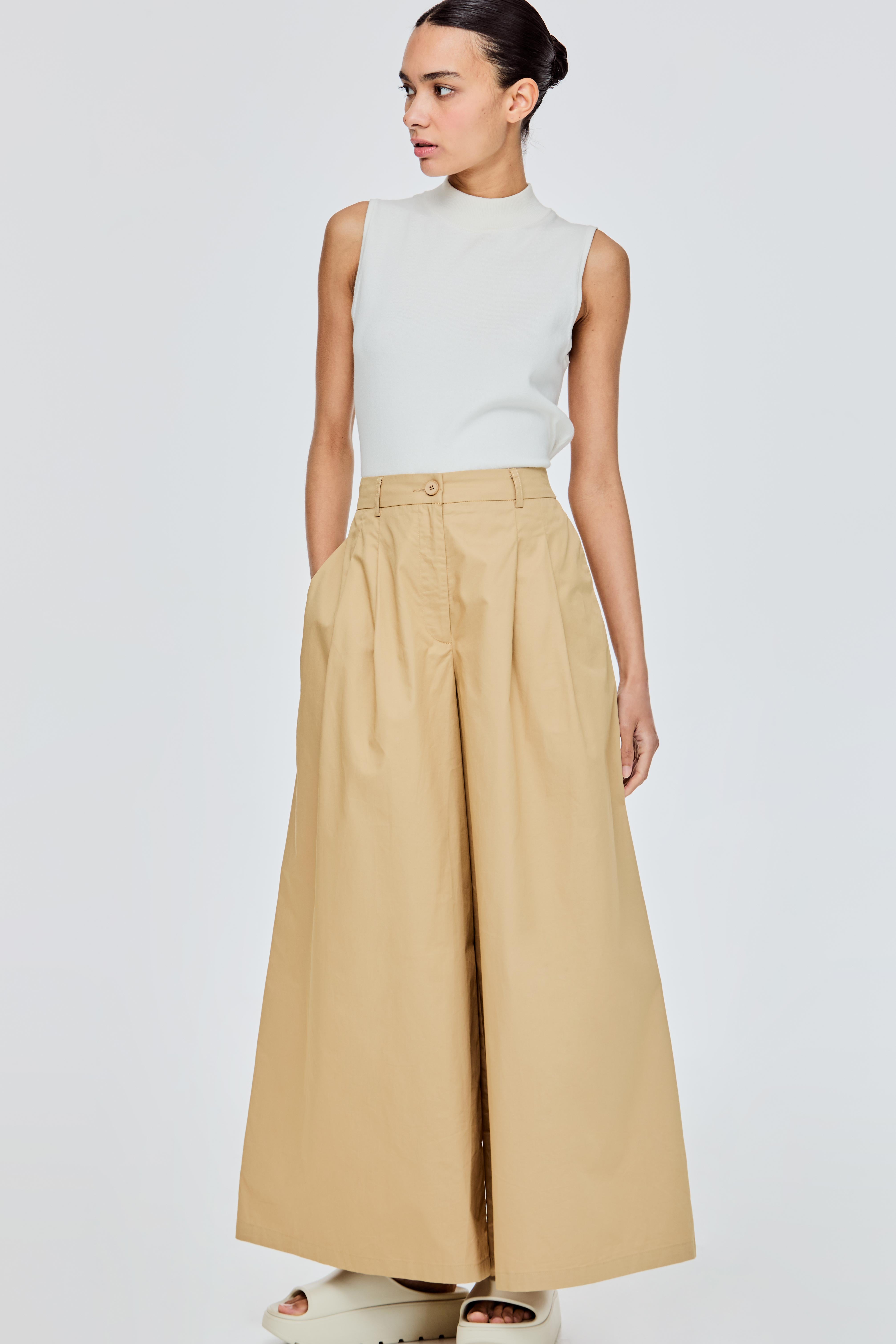 Double Pleated Wide Leg Trousers