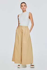 Double Pleated Wide Leg Trousers