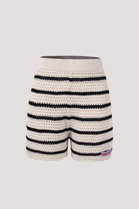 Contrast Stripes Crochet Shorts