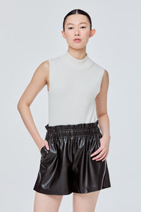 Paperbag Leather Shorts