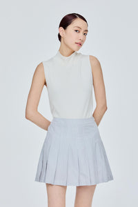 Oxford Pleated Mini Skirt