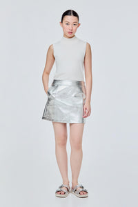 Metallic Mini Leather Skirt