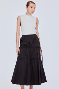 Scrunched Tiered Flare Skirt