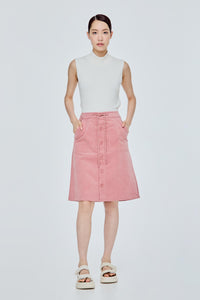 Front Patch Pocket Midi A-Line Skirt