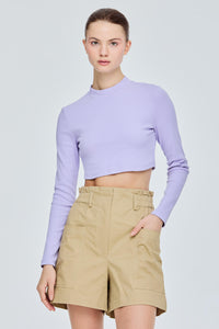 Rib Mock Neck Crop Top