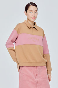 Colour Block Collared Rugby Sweatshirt