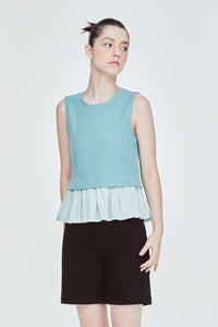 Contrasting Ruffle Hem Blouse