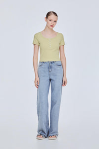 Scoop Neck Ribbed Knit Top