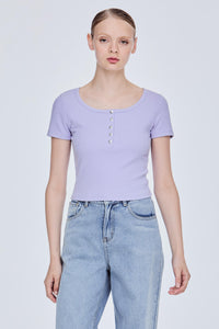 Scoop Neck Ribbed Knit Top