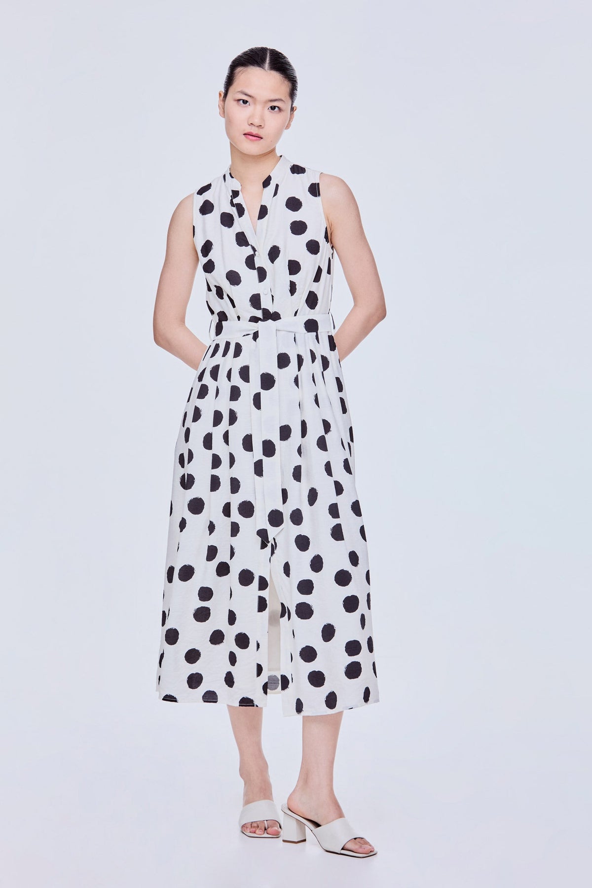 Collared V-Neck Printed Maxi Dress