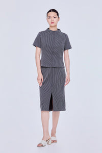 Stripes Mock Neck Paneled Top