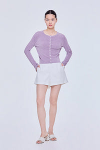 Round Neck Fluffy Cardigan