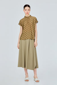 Ruffle Neck Polka Dot Blouse