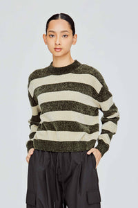 Long Sleeve Stripes Knitted Top