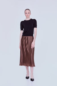 Lurex Puffed Sleeves Knit Top