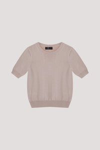 Lurex Puffed Sleeves Knit Top