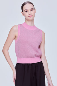 Contrast Lurex Knit Vest