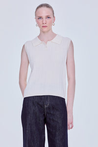 Sleeveless Polo Knit