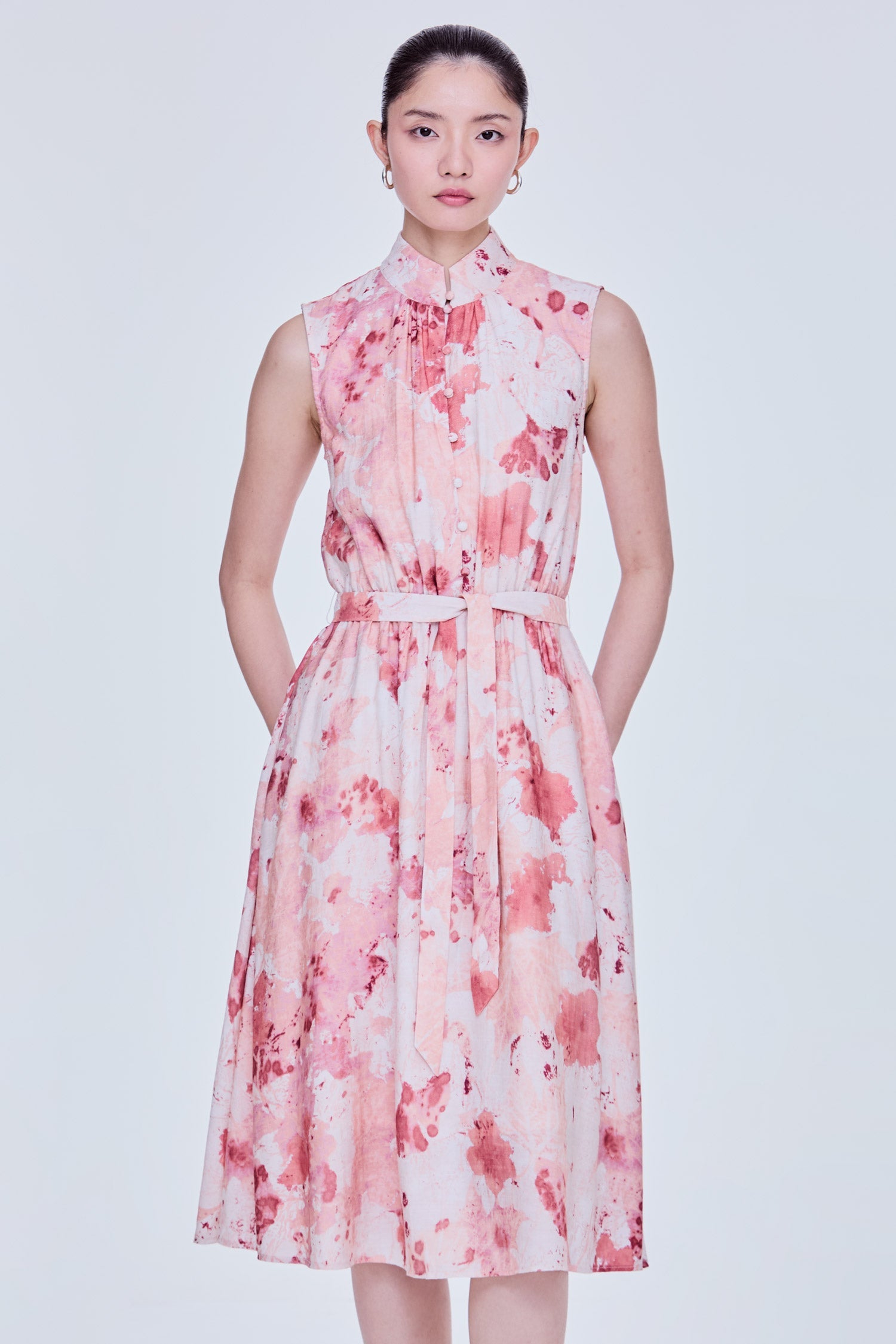 Printed Stand Collar Dress