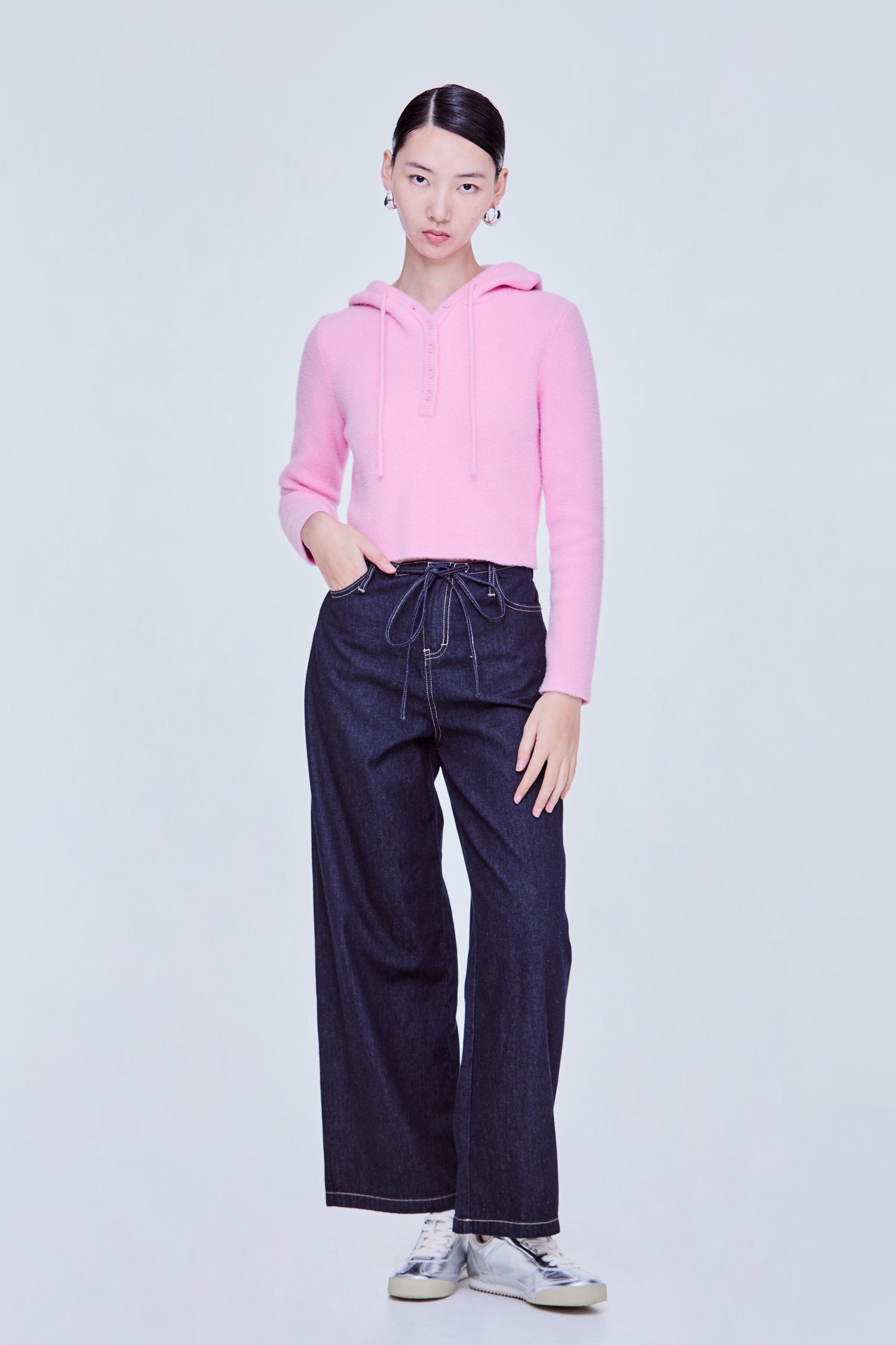 Hooded Crop Knit Top