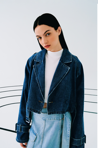 Denim Crop Trench Coat