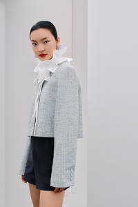 Stand Collar Tweed Jacket