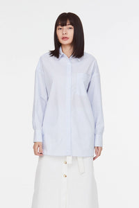 10000 COLLARED BUTTON DOWN BLOUSE SKY BLUE