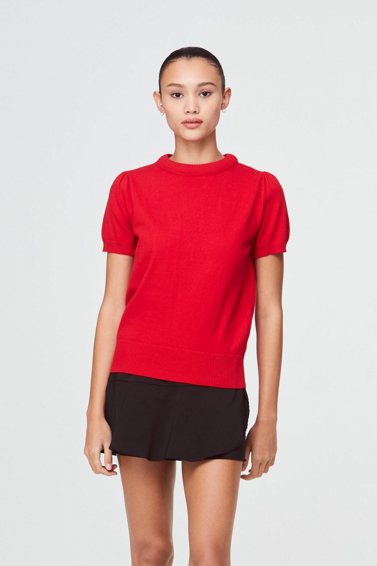 10014 KNITTED BASIC TOP RED